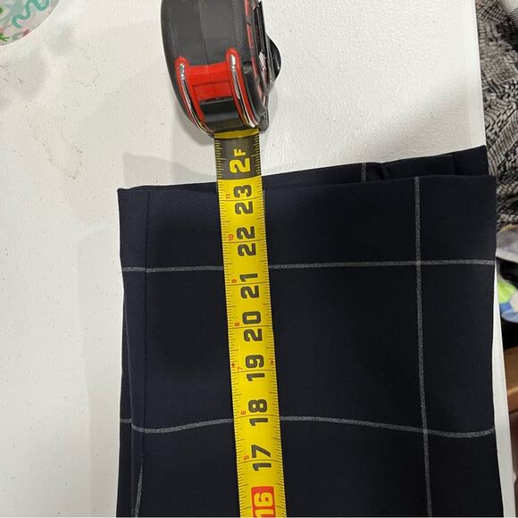 Ann Taylor Navy Blue Windowpane Plaid Pencil Career Business Skirt Size 0 Church - Picture 8 of 8